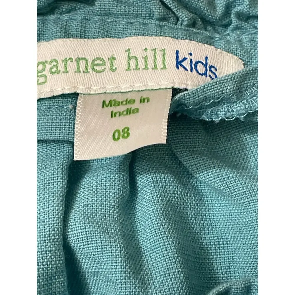 Garnet Hill Kids Size 08‎ Cotton Linen Dress Blue Casual Play Tank Style